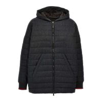 Brunello Cucinelli Dark Grey Wool Hooded Jacket