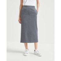 Brunello Cucinelli Grey Midi Straight Skirt