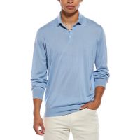 Brunello Cucinelli Light Blue Wool Polo Sweater