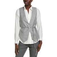 Brunello Cucinelli Light Gray Tailored Vest With Tie