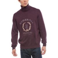 Brunello Cucinelli Maroon Turtleneck Sweater With Emblem