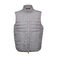 Brunello Cucinelli MenS 100% Virgin Wool Zip Up Quilted Casual Puffer Vest