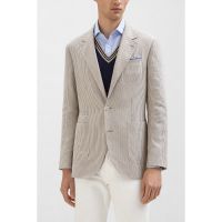 Brunello Cucinelli MenS Beige Linen Wool Striped Blazer