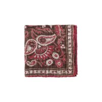 Brunello Cucinelli MenS Cigar And Raspberry Linen Silk Pocketsquare