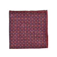 Brunello Cucinelli MenS Red Wool Geometric Pocketsquare