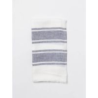 Brunello Cucinelli MenS White And Blue Linen Striped Scarf