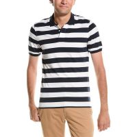 Brunello Cucinelli MenS White And Blue Striped Polo Shirt