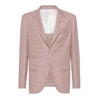 Brunello Cucinelli MenS White And Red Wool Linen Blazer