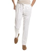Brunello Cucinelli MenS White Striped Drawstring Trousers