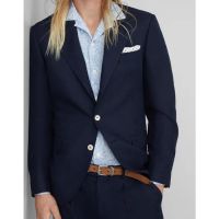 Brunello Cucinelli Navy Wool Blend Tailored Blazer