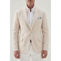 Brunello Cucinelli Sand Linen Wool Tailored Blazer