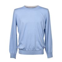 Brunello Cucinelli Turquoise Cashmere Blend Crew Neck Sweater