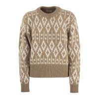 Brunello Cucinelli Beige Wool Patterned Sweater