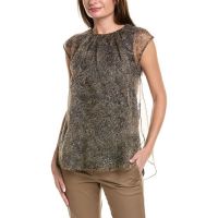 Brunello Cucinelli WomenS Beige Brown Paisley Sheer Blouse