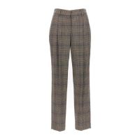 Brunello Cucinelli WomenS Beige Plaid Wide-Leg Trousers