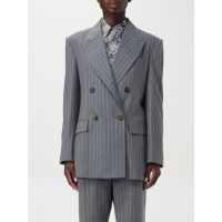 Brunello Cucinelli Womens Grey Pinstripe Double Breasted Jacket