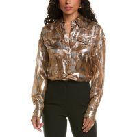 Brunello Cucinelli WomenS Metallic Floral Button-Up Shirt