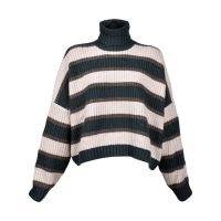 Brunello Cucinelli WomenS Striped Cashmere Knit Turtleneck Sweater