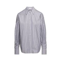 Brunello Cucinelli WomenS White Blue Striped Button-Up Shirt