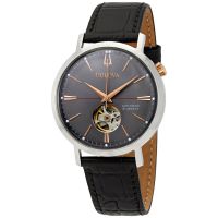 Bulova Classic Automatic Grey Dial Black Leather Mens Watch