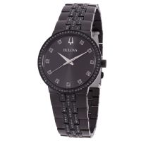 Bulova Classic Box Set Quartz Crystal Black Dial Mens Watch and Necklace Set