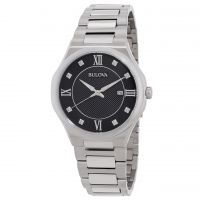 Bulova Classic Quartz Crystal Black Dial Mens Watch