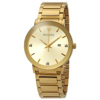 Bulova Diamond Gold Dial Mens Watch