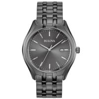 Bulova Ion-Plated Quartz Grey Dial Mens Watch