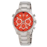 Bulova Marine Star Chronograph Quartz Orange Dial Mens Watch