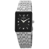 Bulova Quadra Quartz Diamond Black Dial Mens Watch