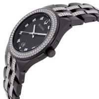 Bulova Quartz Crystal Black Dial Mens Watch & Dog Tag