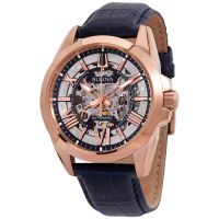 Bulova Sutton Automatic Silver Skeleton Dial Mens Watch