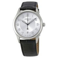 Certina DS-4 Silver Dial Black Leather Mens Watch