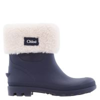 Chloe Faux Fur-Trim Rubberized Boots
