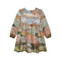 Chloe Jardin Ruffle-Detail Multicoloured Graphic-Print Dress