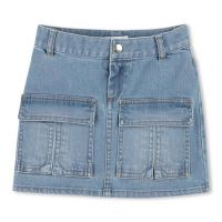 Chloe Girls Washed Denim Mini Pocket Skirt