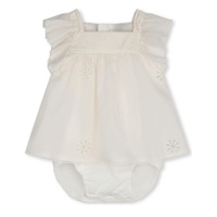 Chloe Kids Cotton Embroidered Stars And Ladder Stitch Work Dress