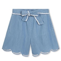 Chloe Kids Curved Hem Tie-Fasten Organic Cotton Shorts