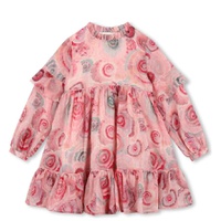 Chloe Kids Ruffles Detail Spiral Print Wool Dress