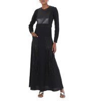 Chloe Ladies Black Crochet-Trim Long Dress