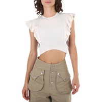 Chloe Ladies Brilliant White Cropped Knit Top