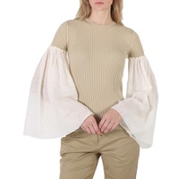 Chloe Ladies Iconic Milk Ribbed Wool Sweater