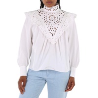Chloe Ladies White Cotton Poplin High-Neck Shirt