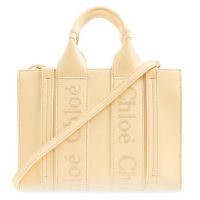 Chloe Woody Small Logo Embroidered Leather Tote