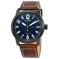 Citizen Chandler Eco-Drive Dark Blue Dial Brown Leather Mens Watch