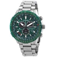 Citizen Promaster Air A-T World Time Chronograph GMT Green Dial Mens Watch