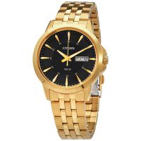 Citizen Quartz Black Dial Gold-tone Mens Watch