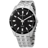 Citizen Quartz Black Dial Stainless Steel Mens Watch