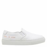 Common Projects Kids White Leather Slip On Sneakers