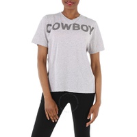 Filles A Papa Ladies T-Shirt Grey Distressed Cowboy Print